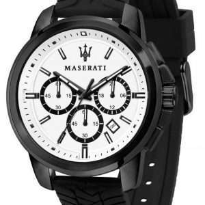 Maserati Successo cronÃ³grafo esfera blanca correa de silicona cuarzo R8871621010 reloj para hombre