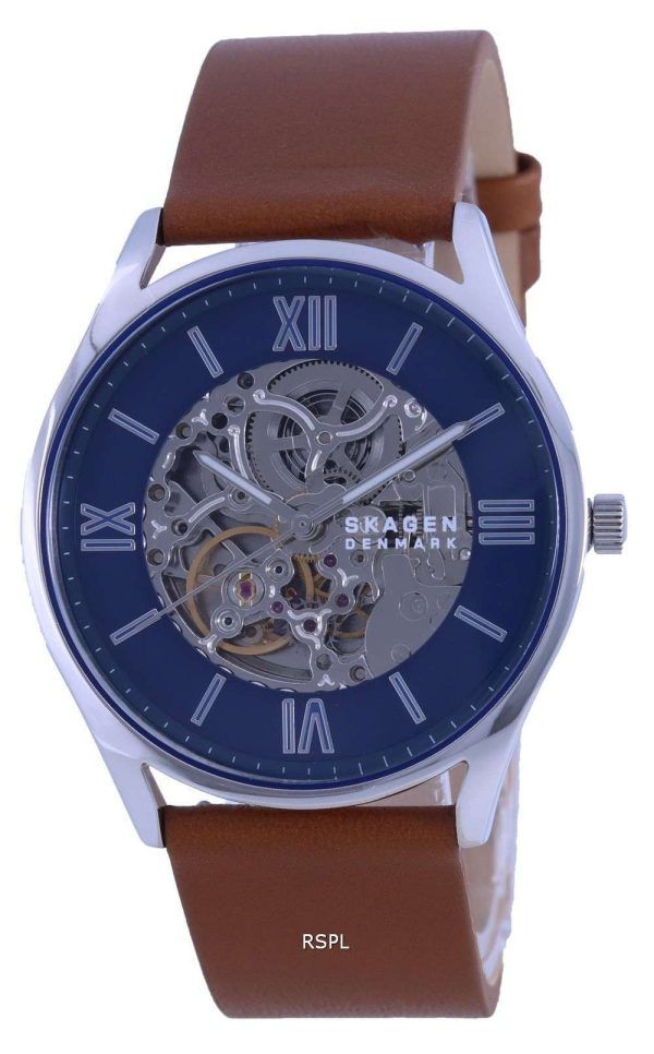 Skagen Holst Blue Skelton Dial Leather Strap Automatic SKW6736 Reloj para hombre