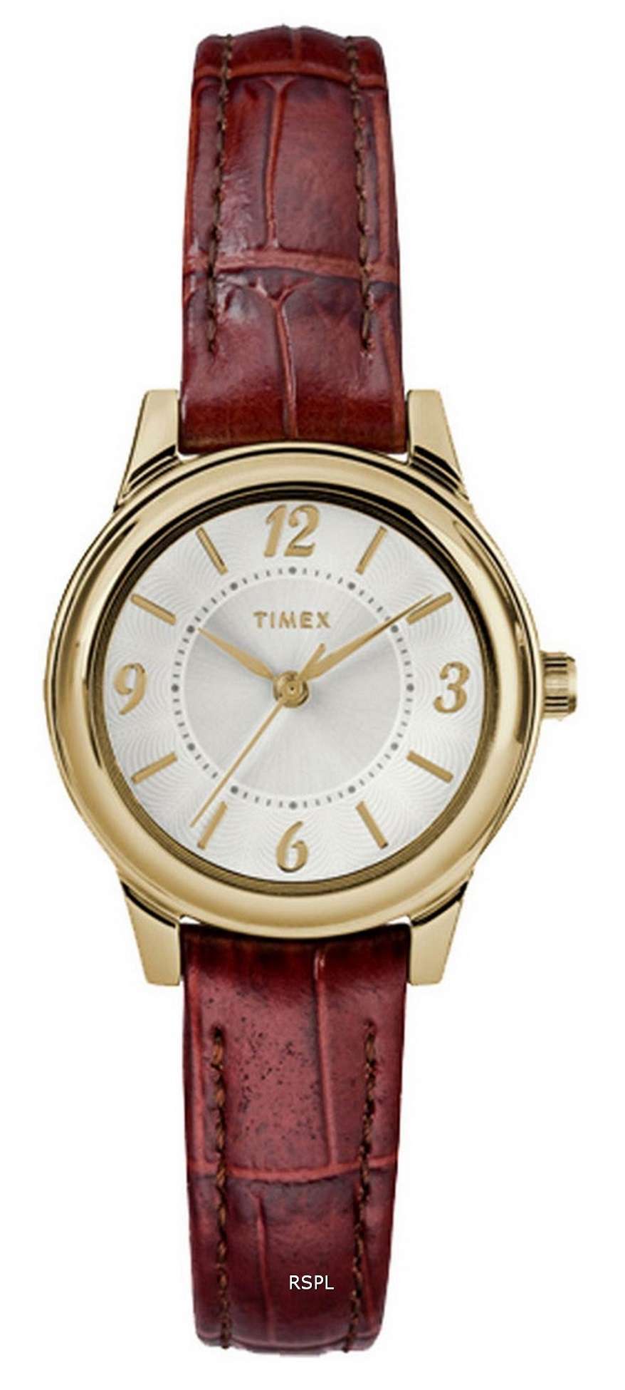 Timex Core Silver Dial Leather Strap Quartz TW2R85800 Reloj para mujer