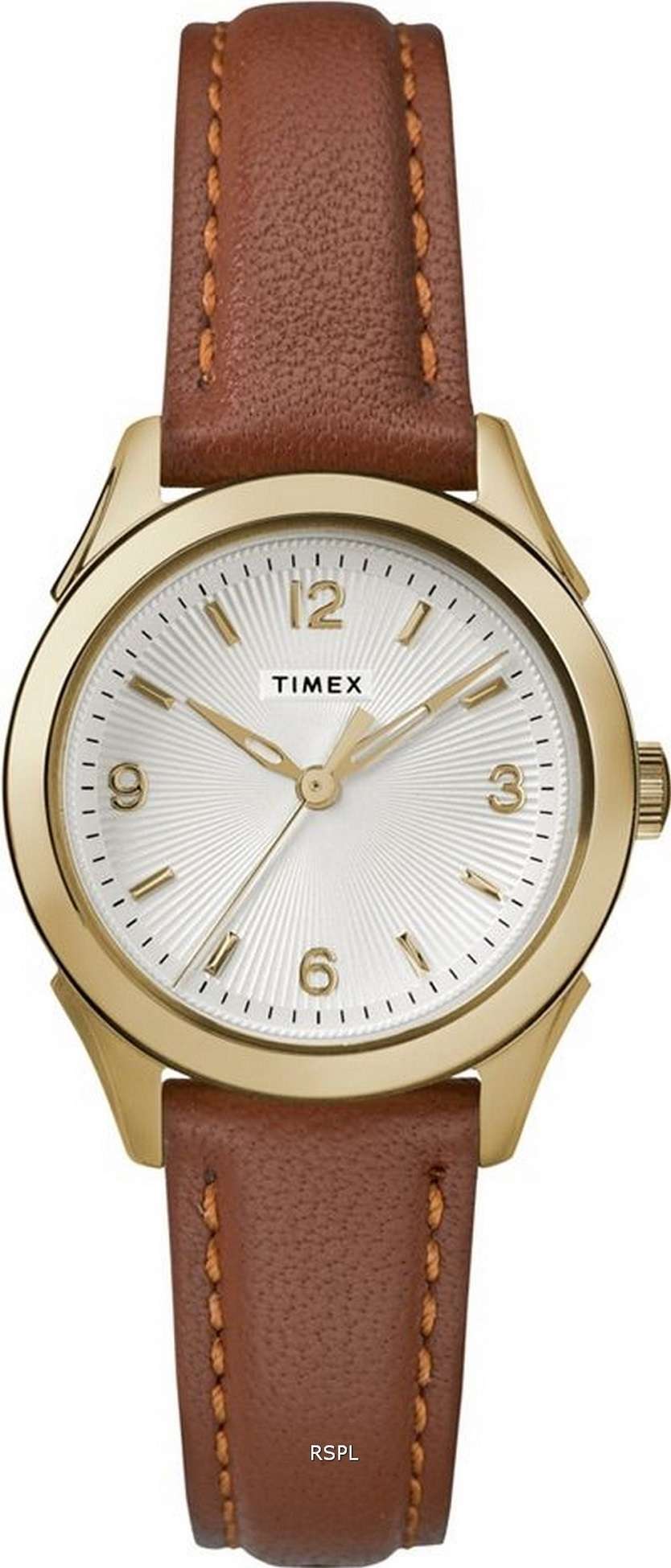 Timex Torrington Silver Dial Leather Strap Quartz TW2R91100 Reloj para mujer