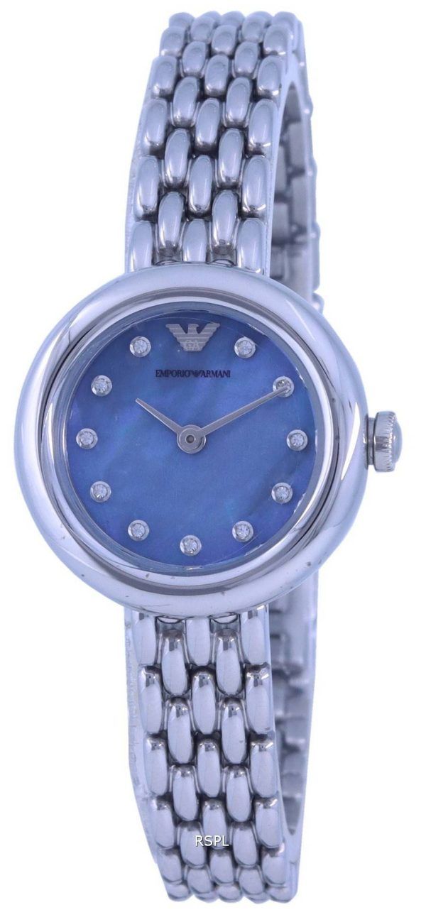 Reloj Emporio Armani Rosa con esfera azul de acero inoxidable y cuarzo AR80051 para mujer