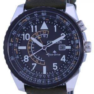 Reloj para hombre Citizen Promaster Nighthawk con esfera negra y correa de cuero Eco-Drive Diver&#39,s BJ7138-04E 200M