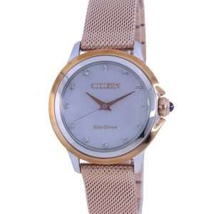 Reloj Citizen Ceci Diamond Accents en tono dorado rosa de acero inoxidable Eco-Drive EM0796-75D para mujer