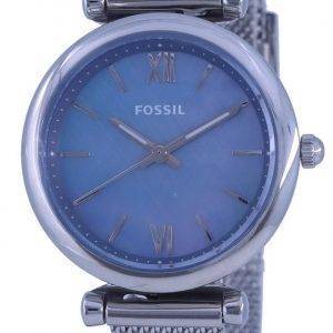 Fossil Carlie Mini Blue Mother Of Pearl Dial Reloj de cuarzo de acero inoxidable ES5083 para mujer