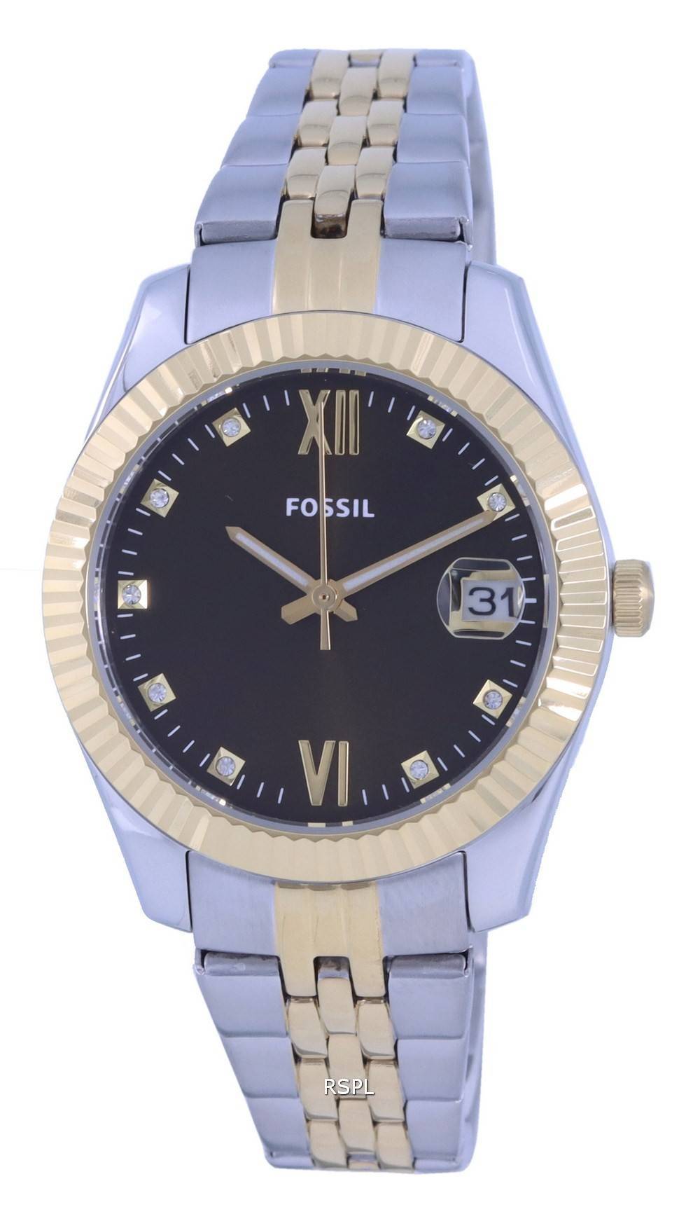Fossil Scarlette Mini Reloj de cuarzo de acero inoxidable en dos tonos ES5123 para mujer