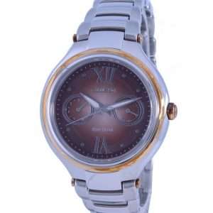 Reloj para mujer Citizen con esfera marrón de acero inoxidable Eco-Drive FD4007-51W
