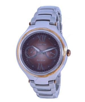 Reloj para mujer Citizen con esfera marrón de acero inoxidable Eco-Drive FD4007-51W