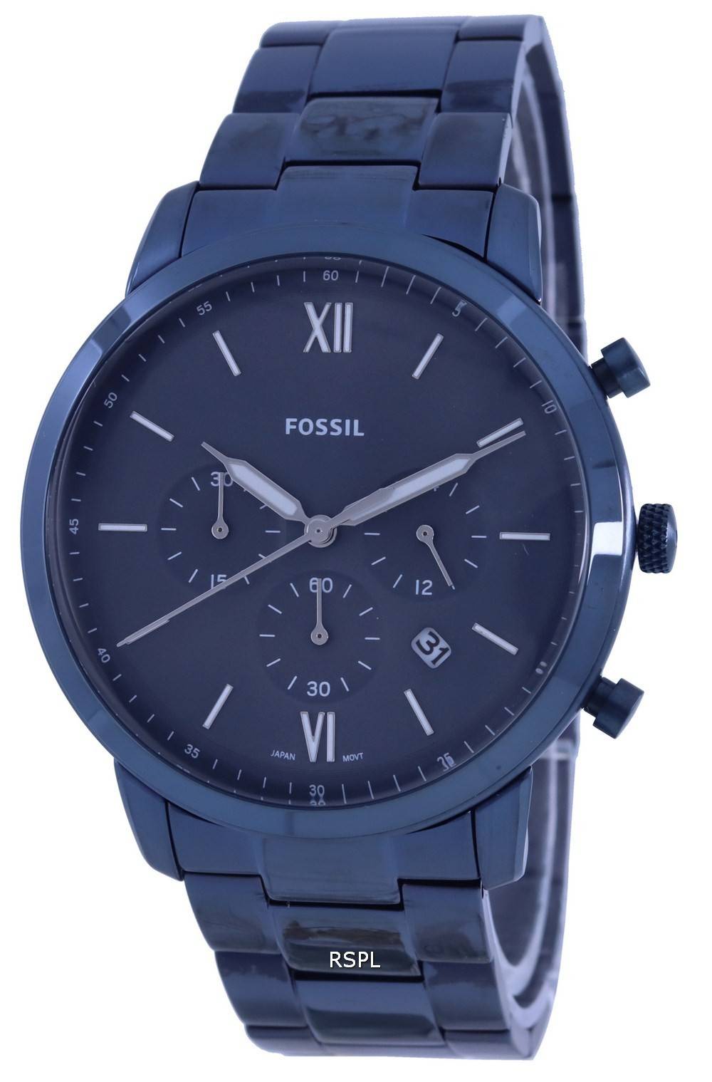 Fossil Neutra cronógrafo esfera azul acero inoxidable cuarzo FS5826 reloj para hombre