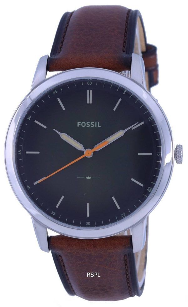 Fossil The Minimalist Green Dial Leather Strap Quartz FS5870 Reloj para hombre