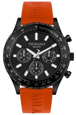 Trussardi T-Logo taquímetro esfera negra correa de silicona cuarzo R2451148003 reloj para hombre
