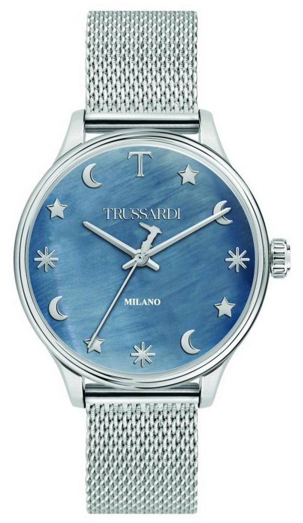 Trussardi T-Complicity Reloj para mujer con esfera azul de acero inoxidable y cuarzo R2453130504