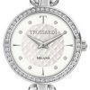 Trussardi T-Chain Crystal Accents Cuarzo de acero inoxidable R2453137501 Reloj para mujer