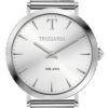 Trussardi T-Motif Crystal Accents Reloj de cuarzo de acero inoxidable R2453140502 para mujer