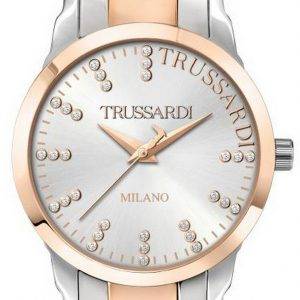 Trussardi T-Bent Crystal Accents Reloj de cuarzo de acero inoxidable en dos tonos R2453141501 para mujer