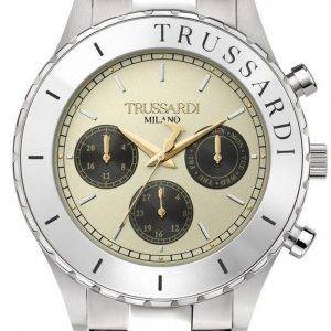 Trussardi T-Logo Reloj de hombre de cuarzo de acero inoxidable con esfera beige R2453143005