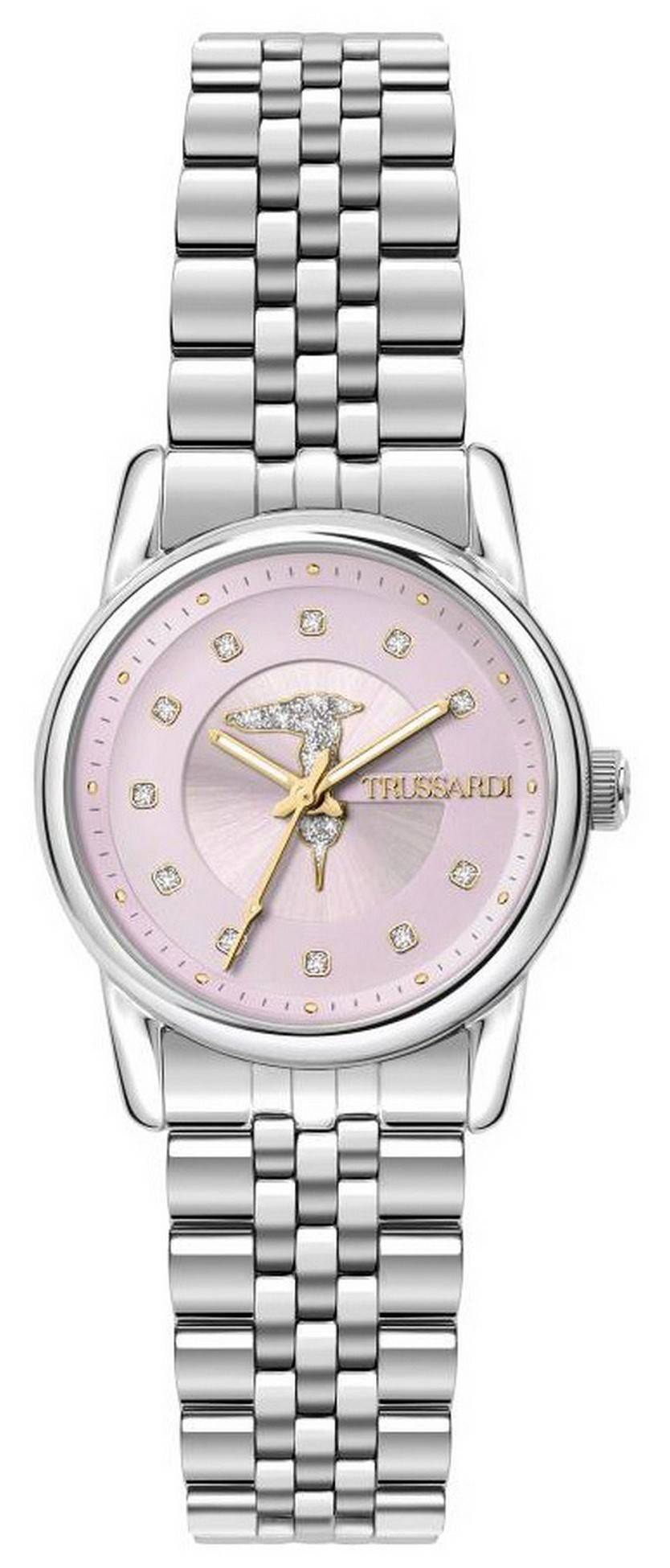 Trussardi T-Joy Crystal Accents Dial rosa Acero inoxidable Cuarzo R2453150504 Reloj para mujer