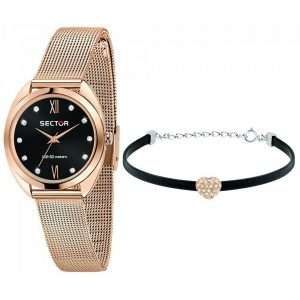 Sector 955 esfera negra tono oro rosa acero inoxidable cuarzo R3253518504 reloj para mujer