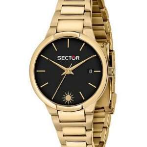 Sector 665 Reloj para mujer con esfera negra, tono dorado, acero inoxidable, cuarzo R3253524506