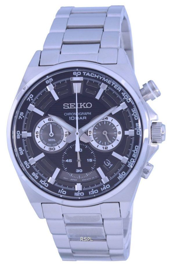 Seiko Neo Sports Chronograph Black Dial Quartz SSB397 SSB397P1 SSB397P 100M Reloj para hombre
