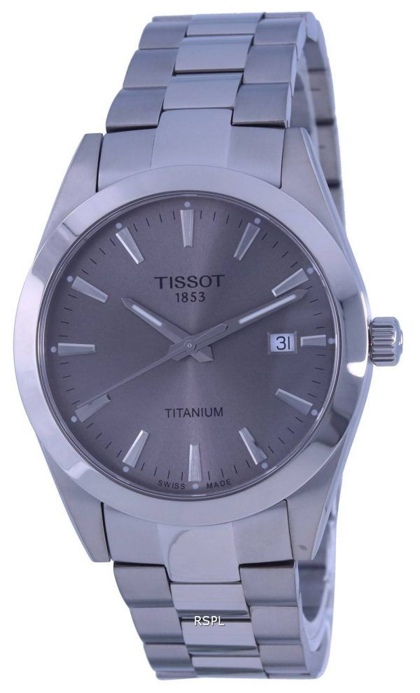 Tissot Gentleman Titanium Grey Dial Quartz T127.410.44.081.00 T1274104408100 100M Reloj para hombre