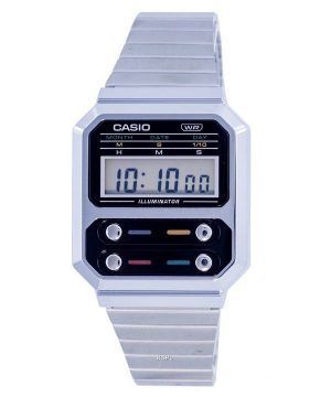 Reloj Casio Vintage Digital de acero inoxidable A100WE-1A A100WE-1 para hombre