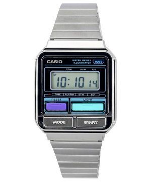 Casio Vintage Digital pulsera de acero inoxidable cuarzo A120WE-1A reloj unisex