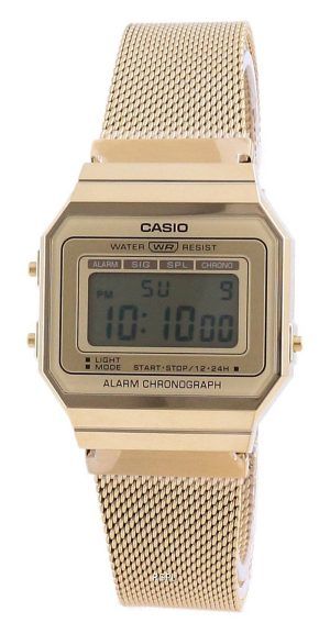 Reloj unisex Casio Youth Vintage en tono dorado de acero inoxidable digital A700WMG-9A