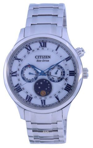 Reloj para hombre Citizen Moon Phase con esfera blanca de acero inoxidable Eco-Drive AP1050-81A