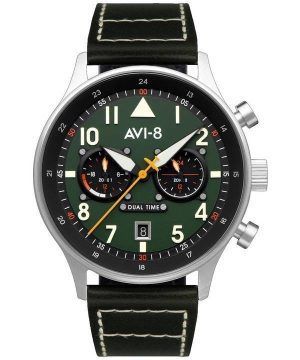 AVI-8 Hawker Hurricane Carey Dual Time Merville Green Dial Cuarzo AV-4088-02 Reloj para hombre