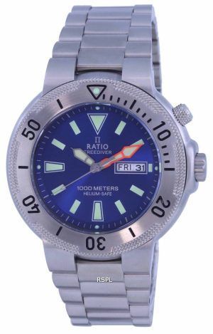 Ratio FreeDiver Blue Dial Acero inoxidable Cuarzo 1050MD93-12V-BLU 1000M Reloj para hombre