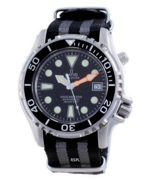 Ratio Free Diver Helium Safe Nylon Automatic Diver&#39,s 1066KE20-33VA-BLK-var-NATO1 1000M Reloj para hombre
