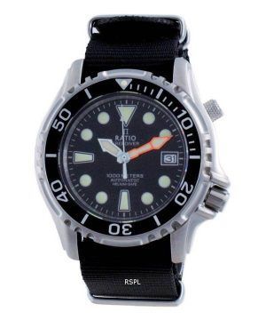 Ratio Free Diver Helium Safe Nylon Automatic Diver&#39,s 1066KE20-33VA-BLK-var-NATO4 1000M Reloj para hombre