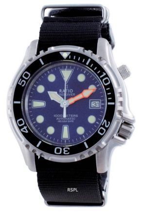 Ratio Free Diver Helium Safe Nylon Automatic Diver&#39,s 1066KE20-33VA-BLU-var-NATO4 1000M Reloj para hombre