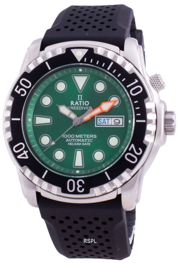 Ratio Free Diver Helium-Safe 1000M Sapphire Automatic 1068HA90-34VA-GRN Reloj para hombre