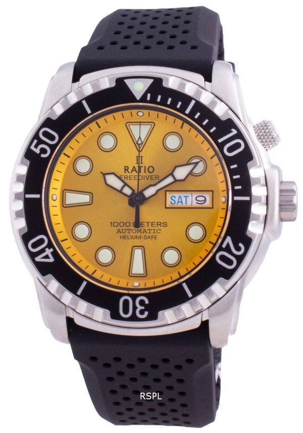 Ratio Free Diver Helium-Safe 1000M Sapphire Automatic 1068HA90-34VA-YLW Reloj para hombre