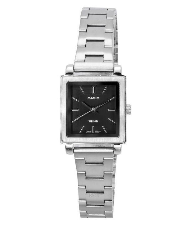 Reloj Casio LTP-E176D-1A de cuarzo con esfera negra de acero inoxidable analógico estándar para mujer