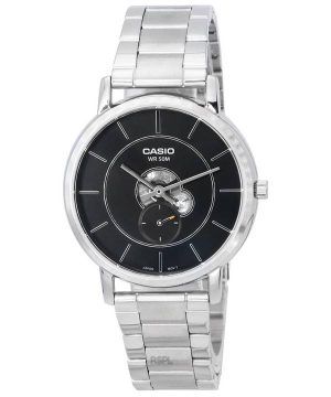 Reloj Casio analógico estándar de acero inoxidable con esfera negra de cuarzo MTP-B130D-1A MTPB130D-1 para hombre