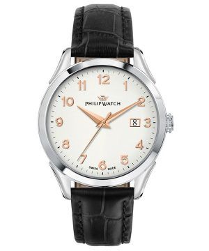 Reloj Philip Watch Roma con correa de cuero y esfera blanca de cuarzo R8251217002 para hombre