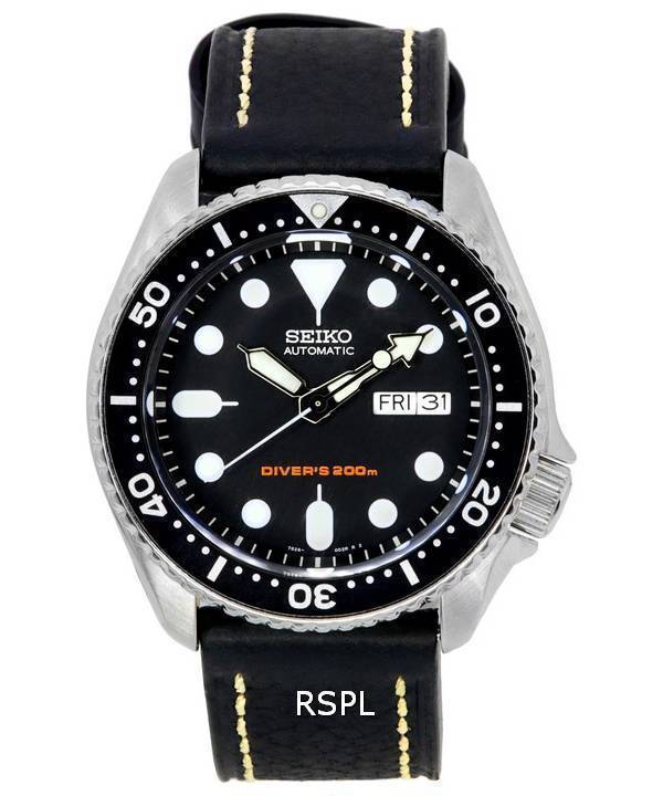 Reloj para hombre Seiko Automatic Diver's Ratio Black Leather SKX007K1-LS2 200M