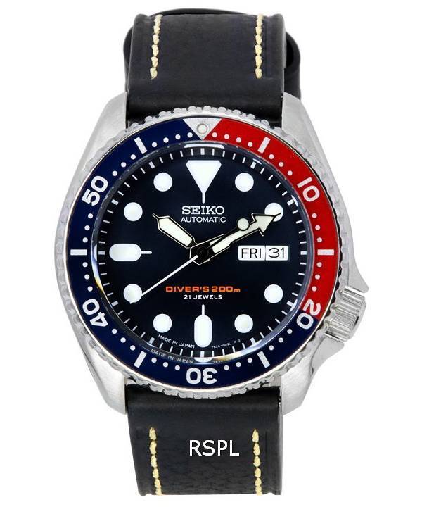 Reloj para hombre Seiko Automatic Diver's Ratio Black Leather SKX009J1-LS2 200M