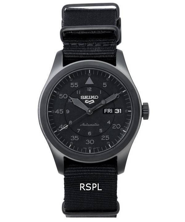 Reloj para hombre Seiko 5 Sports Stealth Nylon Strap Esfera negra Automático SRPJ11 SRPJ11K1 SRPJ11K 100M