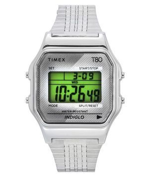 Reloj unisex Timex T80 digital con pulsera de acero inoxidable y cuarzo TW2R79300