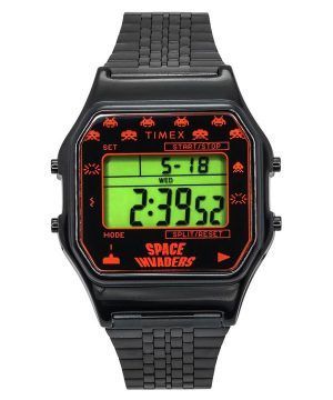 Timex T80 X Space Invaders Reloj unisex de cuarzo digital de acero inoxidable TW2V30200