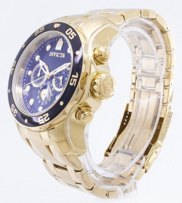 Invicta Pro-Diver Cronógrafo oro tono 200M 0072 reloj de caballero