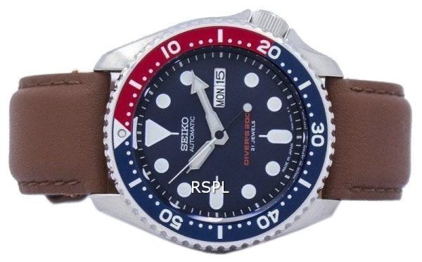 Reloj para hombre Seiko Automatic Diver's Ratio Brown Leather SKX009J1-LS12 200M