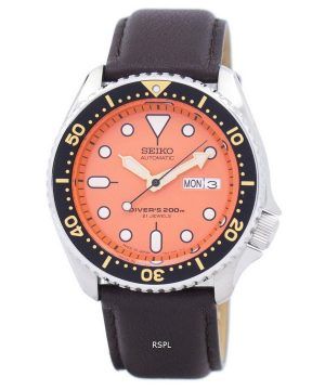 Reloj relación cuero marrón oscuro SKX011J1-LS11 200M de los hombres de Seiko Automatic Diver