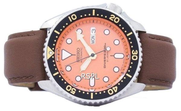 Seiko automático Diver's Ratio Brown Leather SKX011J1-LS12 200M Reloj para hombre