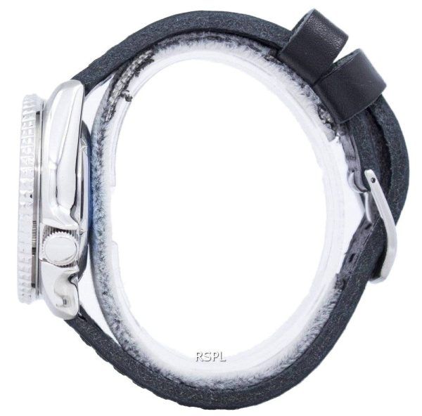 Reloj relación cuero negro SKX011J1-LS8 200M de los hombres de Seiko Automatic Diver