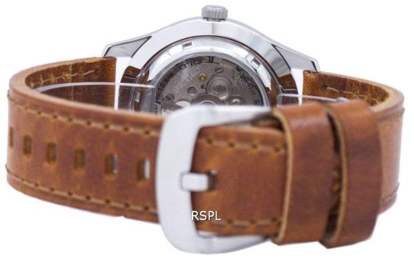 Reloj para hombre Seiko 5 Sports Military Automatic Japan Made Ratio de cuero marrón SNZG07J1-LS9