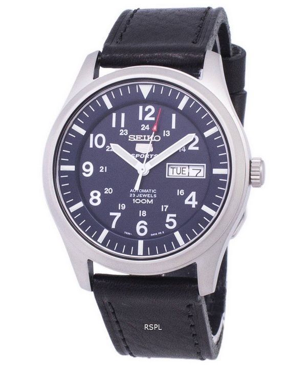Seiko 5 Sports cociente automático cuero negro SNZG11K1 LS8 Watch de Men